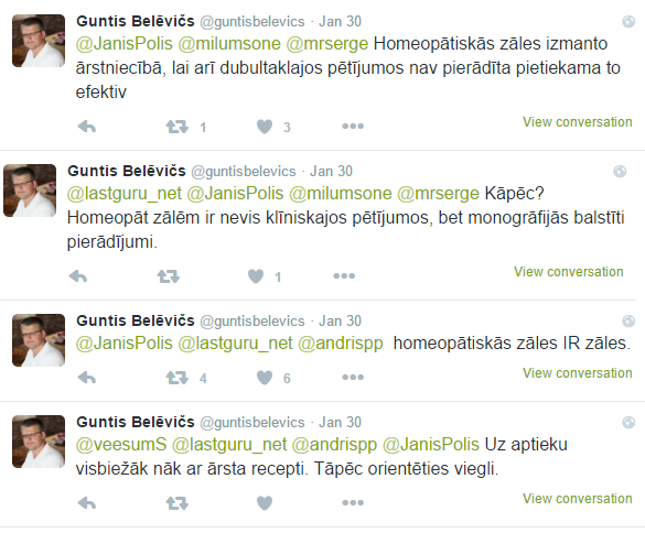 Guntis Belevičs par homeopātiju.
