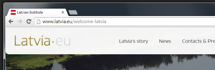 latvia.eu mājaslapas ekrānšāviņš ar nepareizo lapas ikonu.