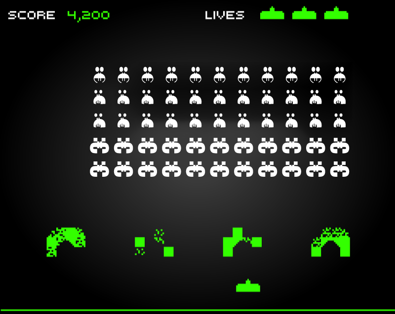 Space Invaders spēle ar eiro simbola monstriņiem.
