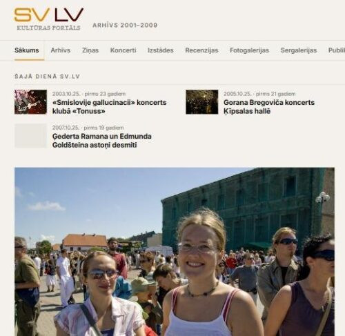 Kultūras portāla SV.LV arhīva sākumlapa